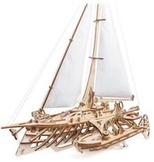 Ugears - 3D дървен механичен пъзел Платноходка Merihobus тримаран