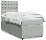 3292226 vidaXL Боксспринг легло с матрак, светлосива, 90x190 см, кадифе