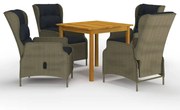 3067749 vidaXL Градински трапезен комплект, 5 части, кафяв