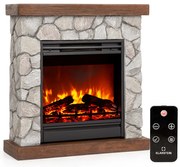 Klarstein Lienz, електрическа камина, 1800 W, външен вид камък, дистанционно управление, кафяво