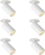 Комплект от 6 модерни вградени спота бели GU10 50mm IP44 - Chels