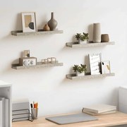 326704 vidaXL Стенни рафтове, 4 бр, бетонно сиви, 40x9x3 см