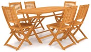 3060197 vidaXL Градински трапезен комплект, сгъваем, 7 части, акация масив