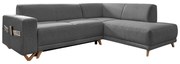 Сив разтегателен/с място за съхранение ъглов диван (десен ъгъл/L форма) Classy Sophie – Miuform