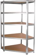 Стабилен ъглов метален рафт за съхранение с 5 рафта 180 x 90 x 30 cm