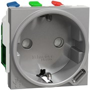 SE Контакт шуко с детска защита авт. и USB тип C 2 мод. цвят Алуминий Unica  - NU301730