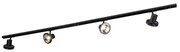 Модерна релсова система за осветление с 4 черни прожектора 1-фазов 200 см - Iconic Jeany
