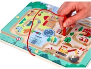 Lelin Toys - Дървен магнитен лабиринт с топчета, Трафик