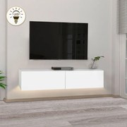 Aristo TopMebel меламинов стенен шкаф за телевизор с LED осветление в бял цвят 135x31.6x25cm.