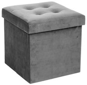 Пуф със съхранение atmosphera Lysandre, Сгъваем, Кадифе - Сив
