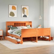 3308914 vidaXL Легло с етажерка за книги, без матрак, 180x200 см, бор масив