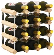 282468 vidaXL Стойка за вино за 12 бутилки, масивна борова дървесина