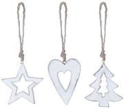 Комплект от 3 бели коледни орнамента - Ego Dekor