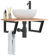 3302607 vidaXL Стенен рафт за мивка, стомана и масивно дърво дъб