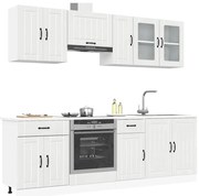 3314833 vidaXL Комплект кухненски шкафове от 8 части "Lucca", бяло гланцово инженерно дърво