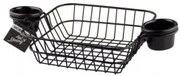 Метална кошничка за сервиране с две дръжки и два рамекина 20х20х6,5см черна (HC-93823)