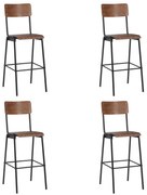 3054562 vidaXL Бар табуретки, 4 бр, твърд шперплат, стомана