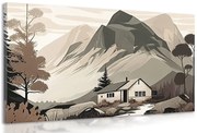 Картина на платно – Скандинавска хижа в планините