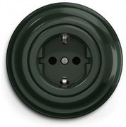 Kliklap - Ретро домашна розетка SCHUKO с рамка 230V/16A, зелена