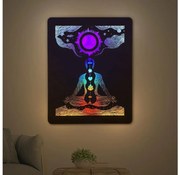 Li-Go 4421/A/4 - LED стенна декорация LED/10W/5V 30000 mAh 70x90 cm дъб/чакри