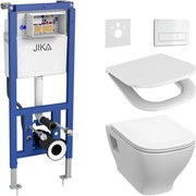 Подвесна тоалетна чиния + тоалетна седалка DEEP + бутон DUAL + вграден модул + подложка