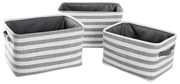 Игра на Кошници DKD Home Decor Сив Райета Памук (42 x 32 x 25 cm) (3 Части)