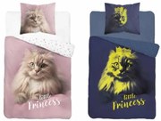 Памучни чаршафи, светещи в тъмното - мотив на котка 2 части: 1 бр. 140x200 + 1 бр. 70x80