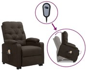 3093492 vidaXL Изправящ масажен стол, тъмнокафяв, текстил