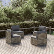 3157503 vidaXL Градински средни дивани, 4 бр, сиви, 57x57x56 см, полиратан