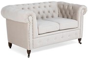 Диван Chesterfield в цвят бежово, двуместен 150х86х80 см