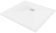 Mexen Stone+ композитен квадратен поддушов съд 90 x 90 см, бял, бяла маска - 44109090-W
