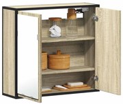 849255 vidaXL Шкаф за баня с огледало, дъб сонома, 65x20x60 см, инженерно дърво