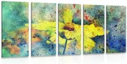 картини от 5 части – Жълто цвете с винтидж оттенък
