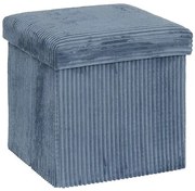 Пуф със съхранение atmosphera Arum, Рипсено кадифе, Сгъваем, 38x38 cm - Тъмносин