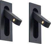 Комплект от 2 модерни стенни лампи черни, включително LED и USB-C порт - Hilton