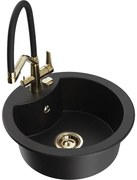 Mexen Diego мивка от гранит с 1 камера и кухненски смесител Duo, черен - 6512-77-671701-57-G