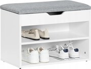 Шкаф за обувки ModernHome със седалка 60 x 43 x 30 см бял