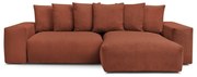 Теракотен сгъваем/с място за съхранение ъглов диван от рипсено кадифе Voltaire – Bobochic Paris