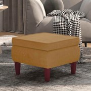 329465 vidaXL Табуретка с дървени крака, кафява, кадифе