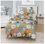 Оранжево-сив чаршаф за единично легло от микросатен, 3 части 140x200 cm Grace - My House