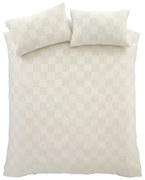 Кремаво удължено спално бельо за двойно легло 230x220 cm Cosy Checkerboard - Catherine Lansfield