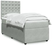 3292274 vidaXL Боксспринг легло с матрак, светлосиво, 100x200 см, кадифе