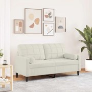 3278227 vidaXL 2-местен диван с декоративни възглавници кремав 140 см кадифе