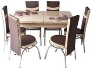 Трапезна маса + 6 стола кафяв