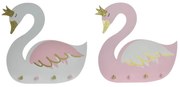 Стенна козирка DKD Home Decor Дървен Бял Светло розово Лебед (40 x 4 x 38.5 cm) (2 pcs)