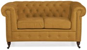 Диван Chesterfield в цвят горчица, двуместен 150х86х80 см