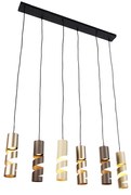 Moderne hanglamp zwart met taupe en beige 6-lichts - Stream