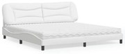 3208746 vidaXL Легло с матрак Hvar, бяло, 200x200 см, изкуствена кожа