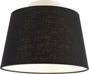 Таванна лампа с абажур от лен черен 25 см - Combi бяла