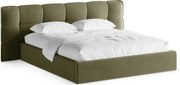 Зелено двойно легло 140x200 cm тапицирано с място за съхранение с включена подматрачна рамка Eric – Micadoni